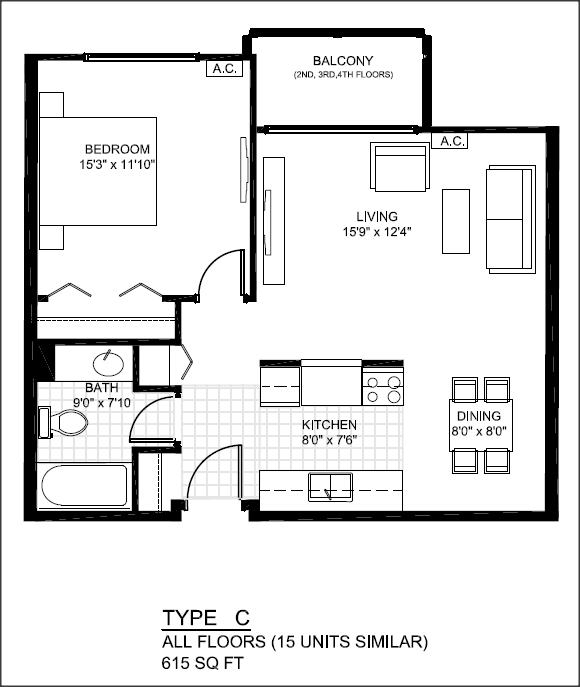 South Kamloops Apartment Floor Plan Type C
