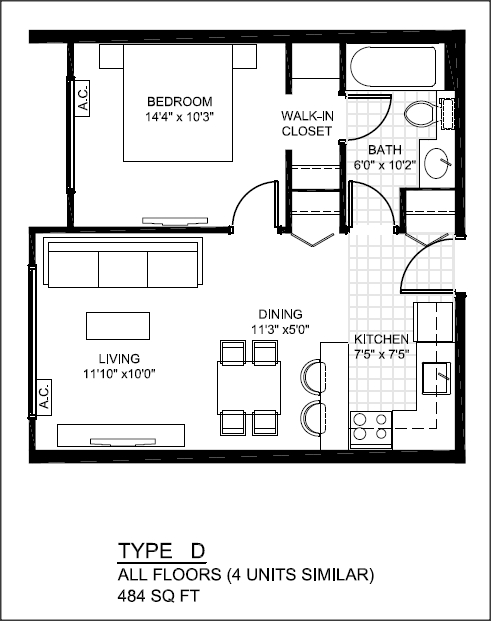 South Kamloops Apartment Floor Plan Type D