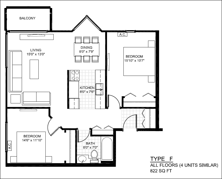 South Kamloops Apartment Floor Plan Type F