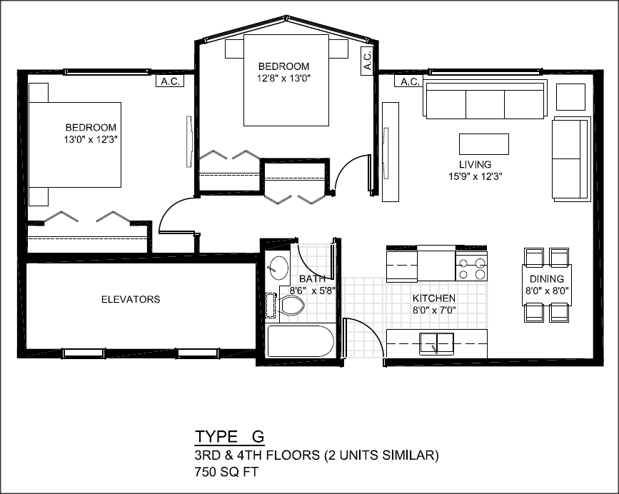 South Kamloops Apartment Floor Plan Type G