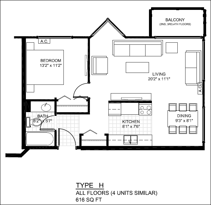 South Kamloops Apartment Floor Plan Type H