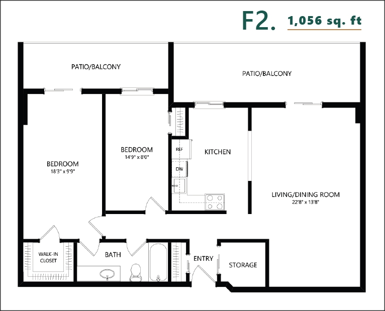 Saskatoon Tower 2 Bedroom Floor Plan